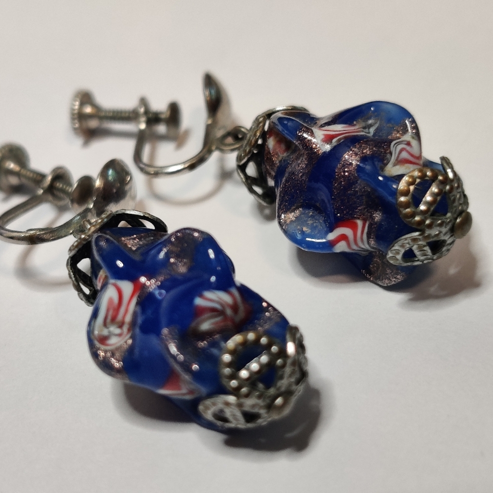 Vintage Murano Glass Lampwork Earrings